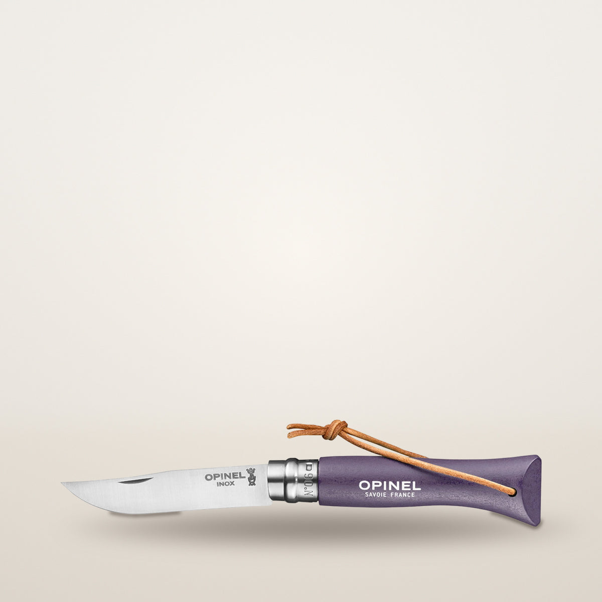 Couteau Baroudeur n°6 violet gris avec lien cuir – Opinel