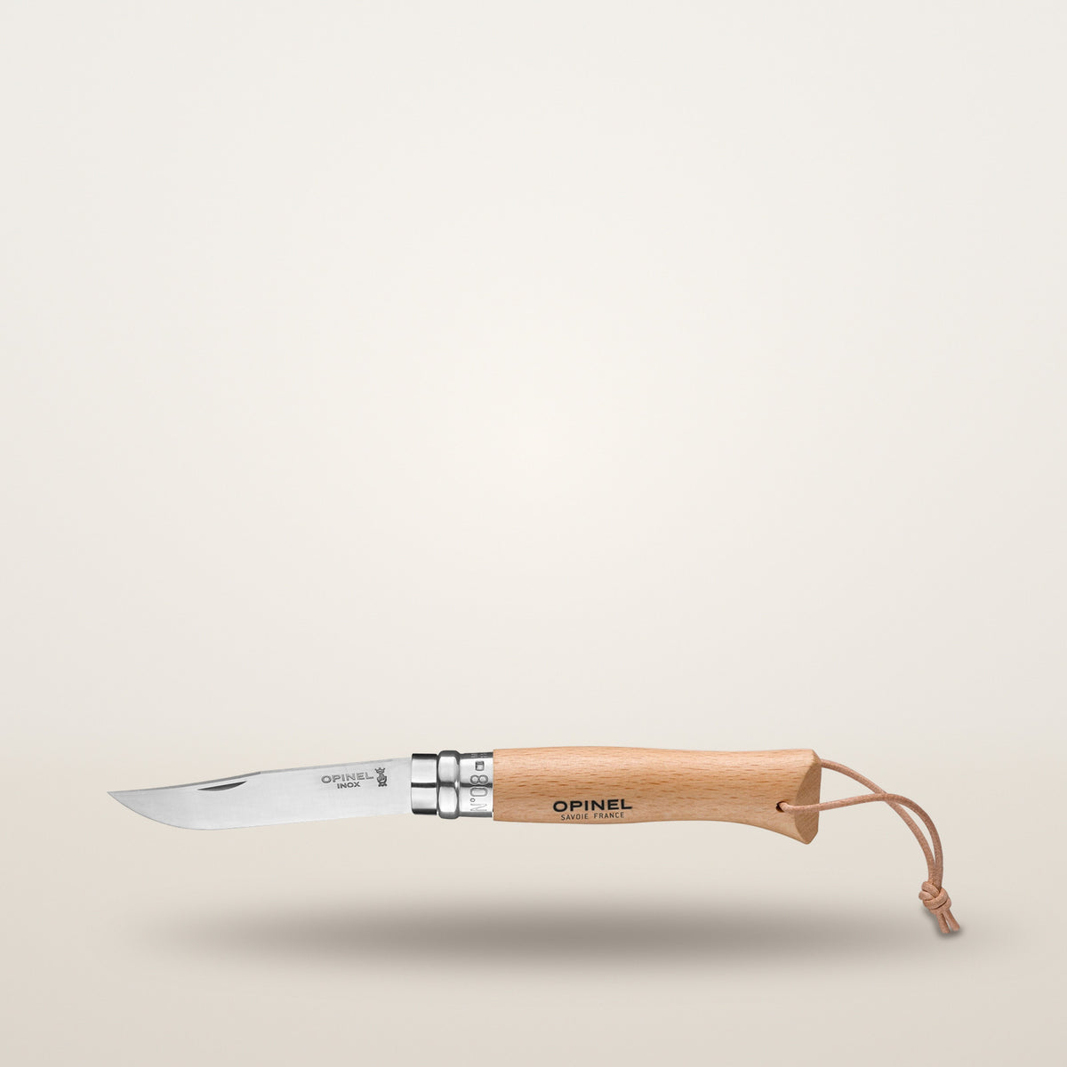 Couteau n°8 hêtre avec lien cuir – Opinel