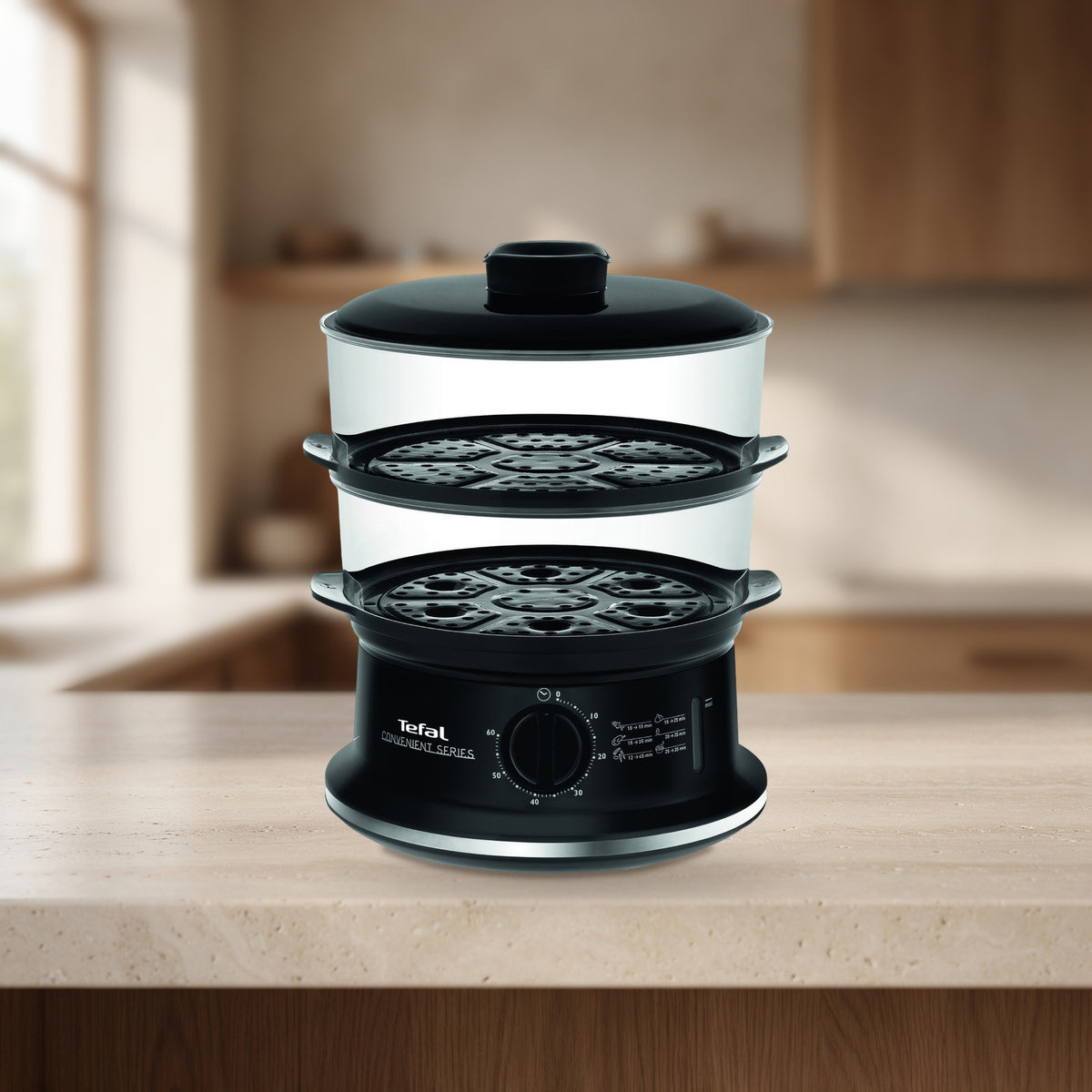 Cuiseur vapeur Convenient Series 2 paniers 900 W noir – Tefal